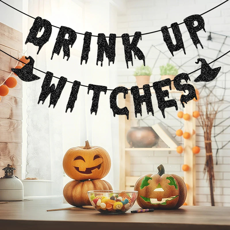 Halloween Banner - Glittery Witch Design for Festive Party Decor 7
