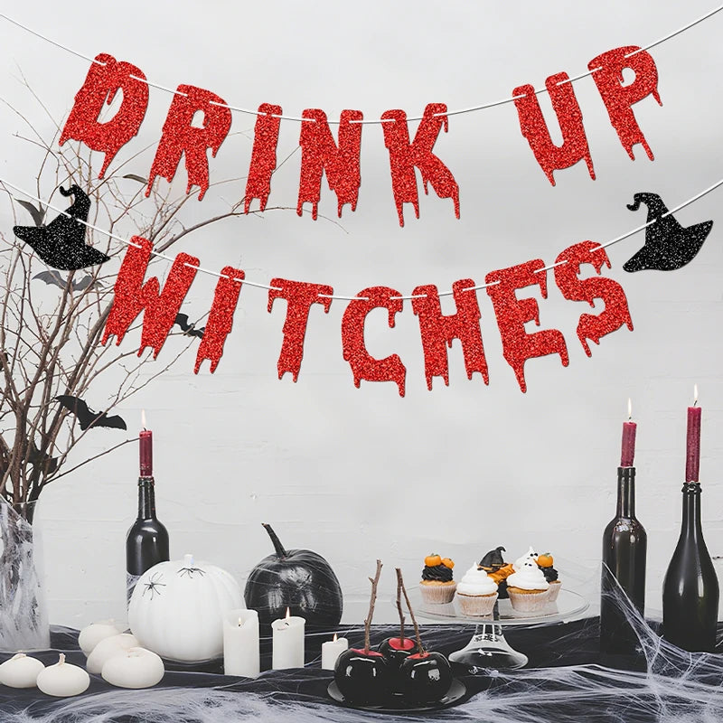 Halloween Banner - Glittery Witch Design for Festive Party Decor 8