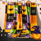 Halloween Fleece Plaid Blanket - Soft Flannel for Cozy Decor 2