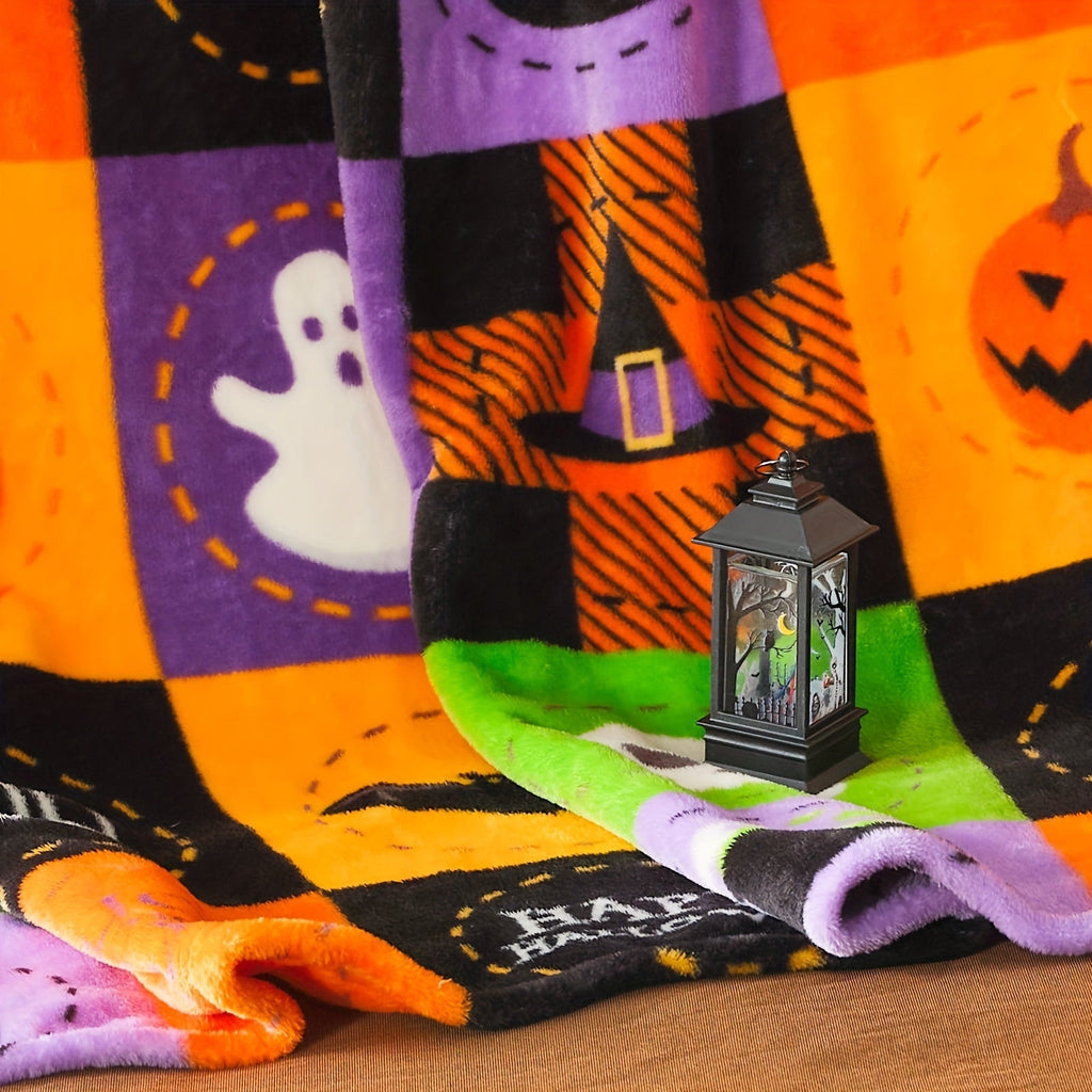 Halloween Fleece Plaid Blanket - Soft Flannel for Cozy Decor 4