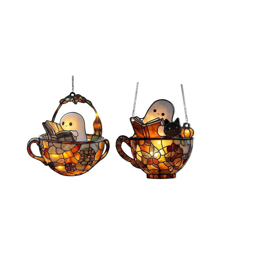 Halloween Ghost Suncatcher - Colorful Acrylic Window Decor With Glow 7