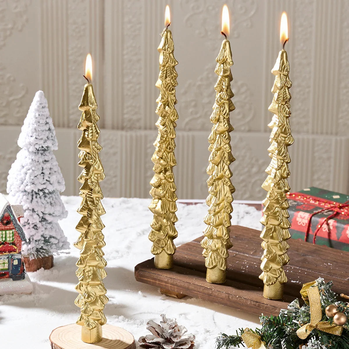 Handcrafted Christmas Tree Scented Candle in Soy Wax – Decorative Holiday Candle in Green, Red, White, Pink, and Violet 0