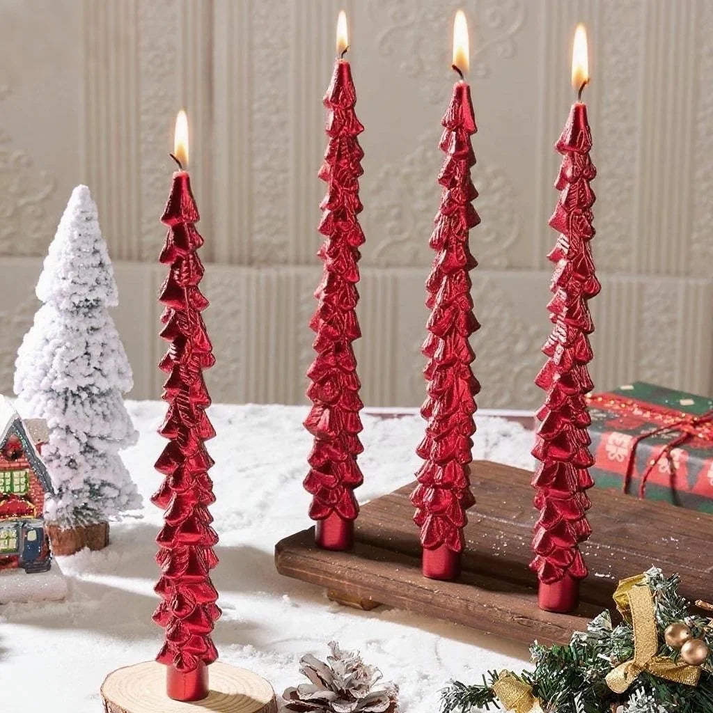 Handcrafted Christmas Tree Scented Candle in Soy Wax – Decorative Holiday Candle in Green, Red, White, Pink, and Violet 6