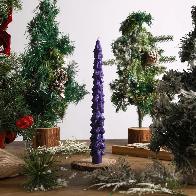 Handcrafted Christmas Tree Scented Candle in Soy Wax – Decorative Holiday Candle in Green, Red, White, Pink, and Violet 7