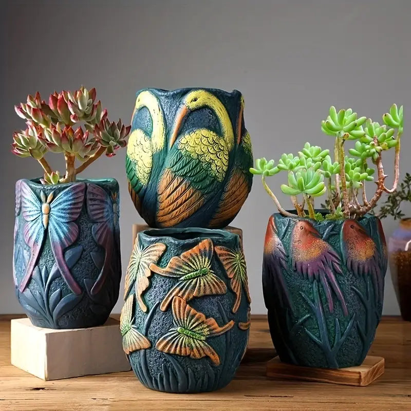 Handcrafted Decorative Planter Set - Nature-Inspired Design for All Spaces 1