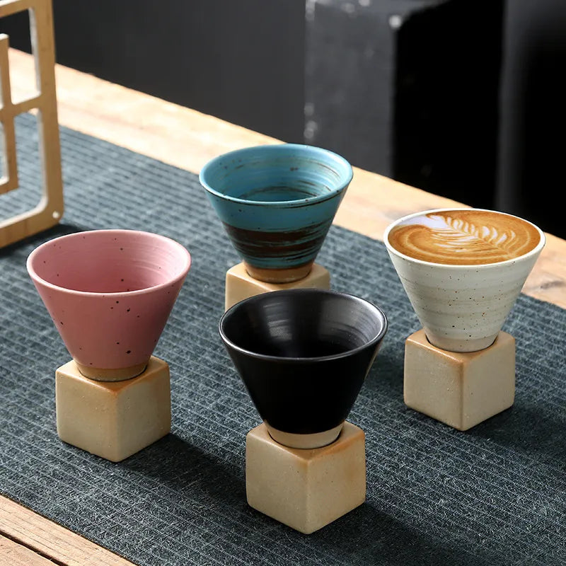 Handcrafted Japanese Ceramic Espresso Cups Set – 200ml Minimalist Design for Espresso and Cappuccino 1