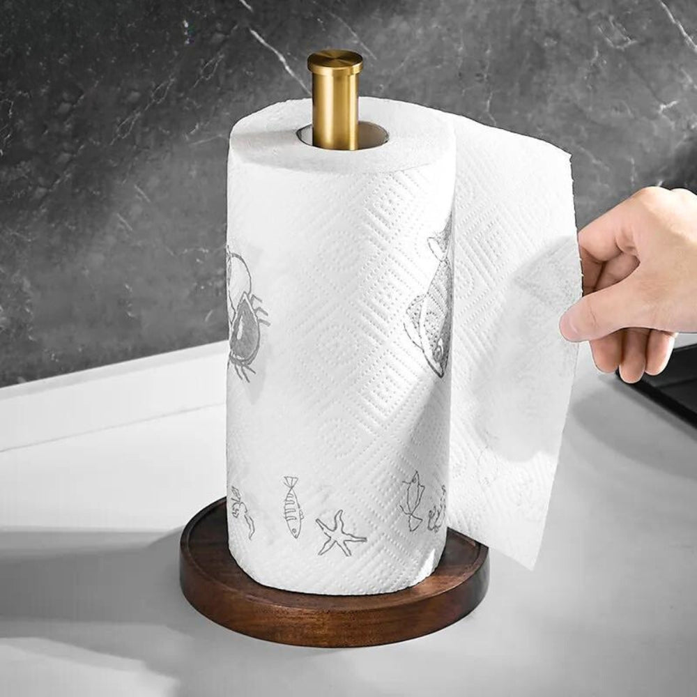 Handcrafted Paper Towel Holder - Elegant Walnut & Durable Stainless Steel 2