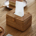 Handmade Rattan Tissue Box Cover - Durable, Stylish Design for Home Décor 0
