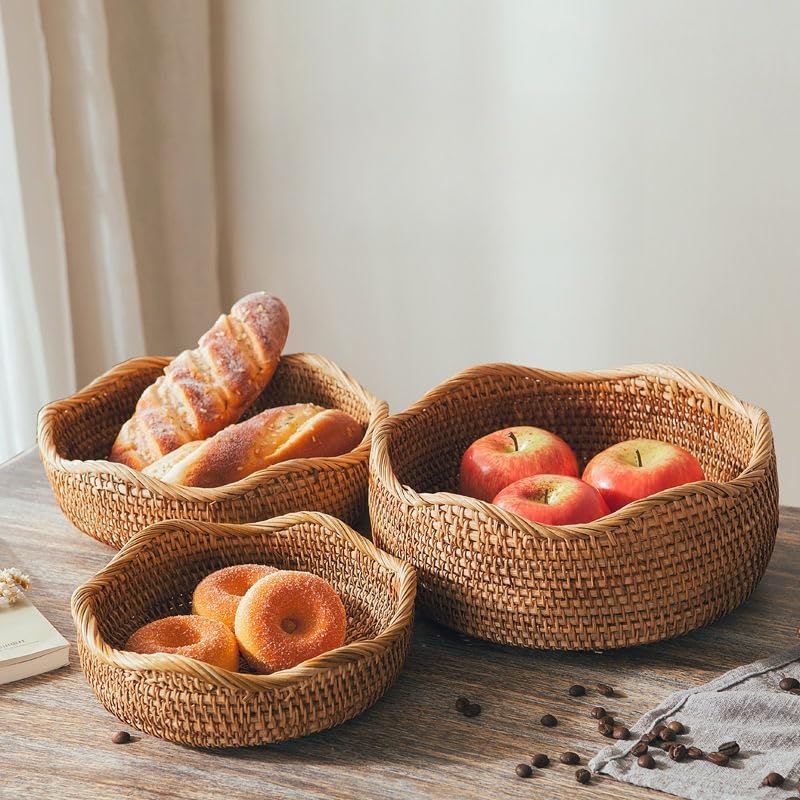 Handwoven Wicker Storage Baskets Set – Eco-Friendly Rattan Baskets for Kitchen and Home Organization 0