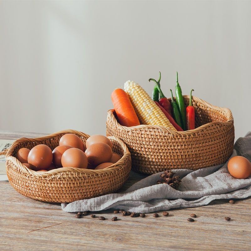 Handwoven Wicker Storage Baskets Set – Eco-Friendly Rattan Baskets for Kitchen and Home Organization 2