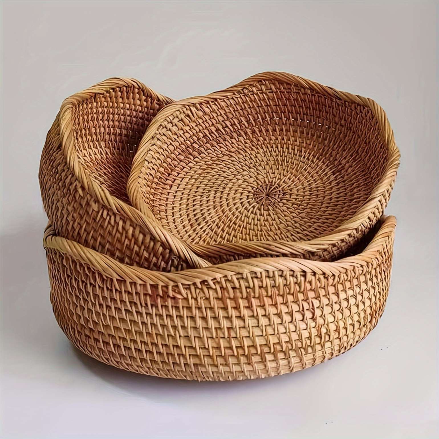 Handwoven Wicker Storage Baskets Set – Eco-Friendly Rattan Baskets for Kitchen and Home Organization 6