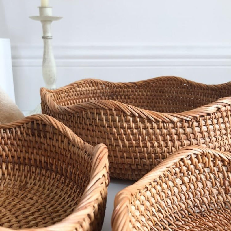 Handwoven Wicker Storage Baskets Set – Eco-Friendly Rattan Baskets for Kitchen and Home Organization 7