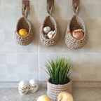 Hanging Wall Basket Jute Rope Handmade Storage Organizer 5