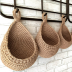 Hanging Wall Basket Jute Rope Handmade Storage Organizer 8