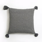 Herringbone Knit Pillow Covers with Tassels – 18x18 Inches, Durable Polyester Blend, 7 Color Options 0