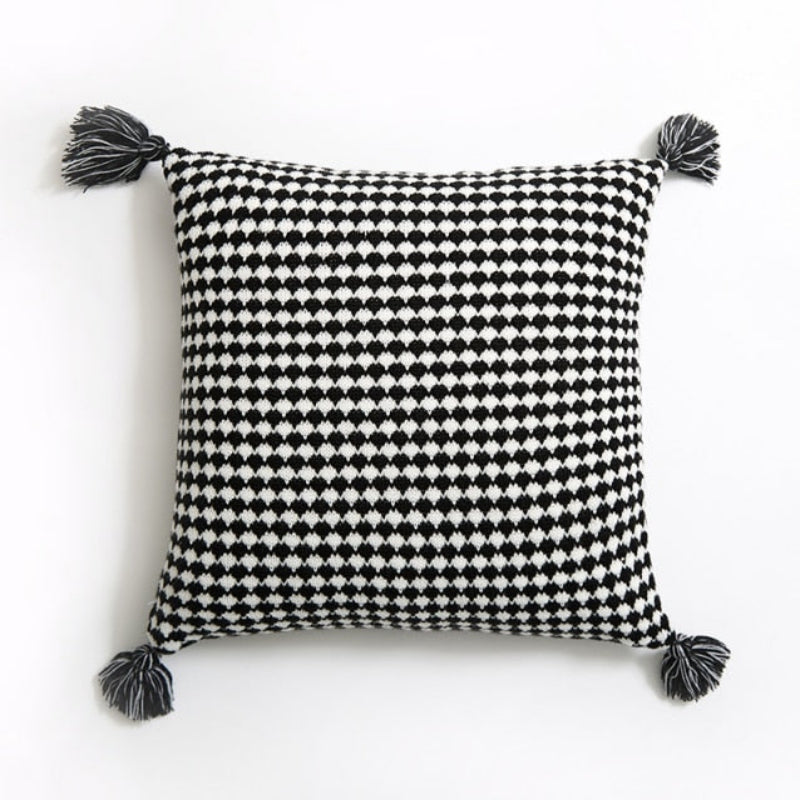 Herringbone Knit Pillow Covers with Tassels – 18x18 Inches, Durable Polyester Blend, 7 Color Options 0