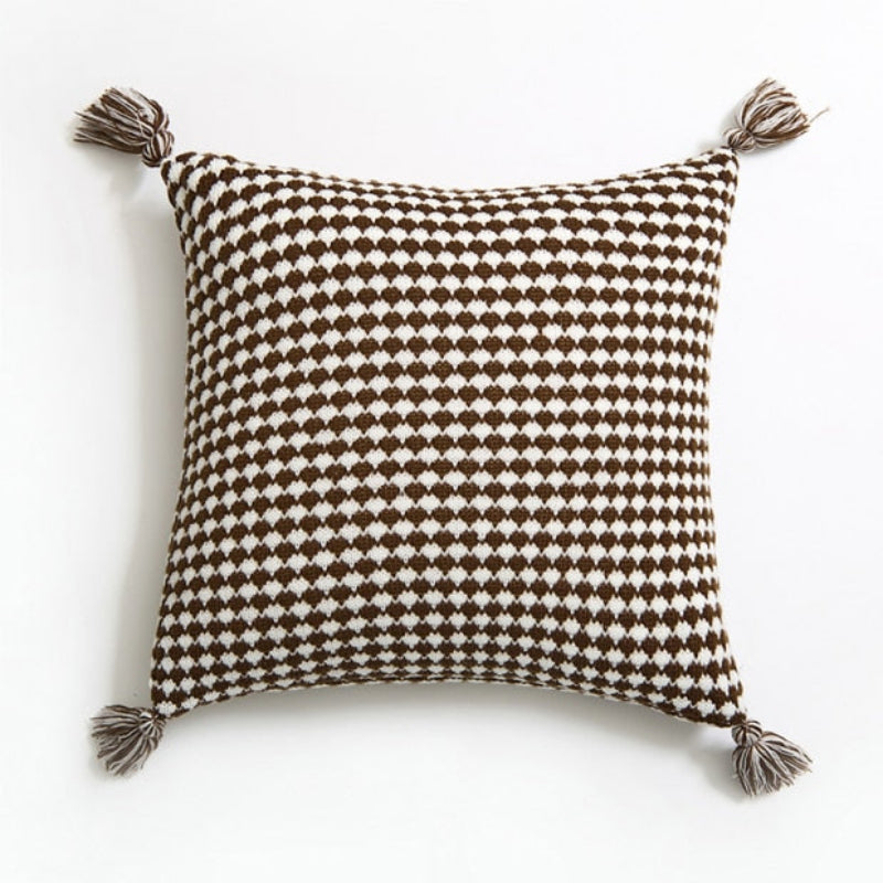 Herringbone Knit Pillow Covers with Tassels – 18x18 Inches, Durable Polyester Blend, 7 Color Options 12