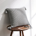 Herringbone Knit Pillow Covers with Tassels – 18x18 Inches, Durable Polyester Blend, 7 Color Options 3