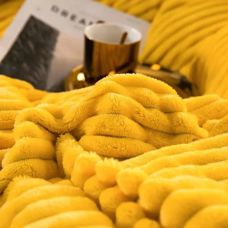 Velvet Fleece Duvet Cover Set with Pillowcases-Duvet cover-Homely Dreams-Yellow-150x200cm incl. 2 Pillowcases-Homely Dreams