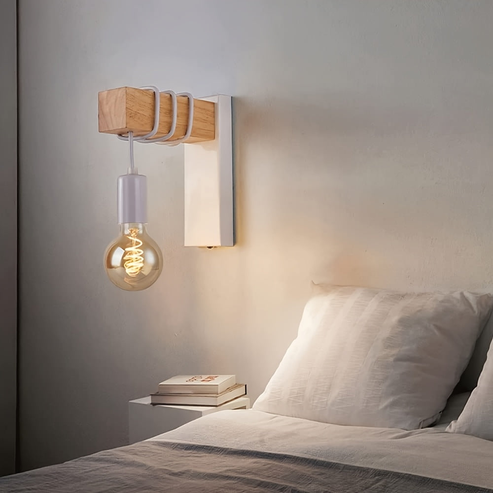 Industrial Wall Sconce - Metal-Wood Design for Versatile Ambient Lighting 1