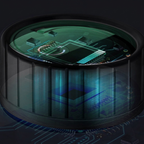 Close-up of a computer chip with a dark background