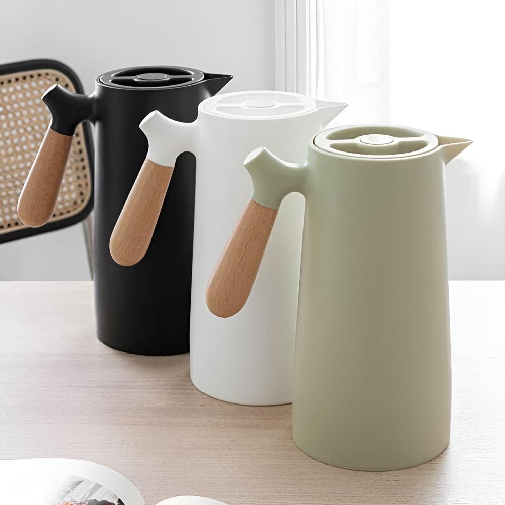 Insulated Carafe with Wooden Handle – Vacuum-Sealed Thermal Coffee and Tea Pot 6