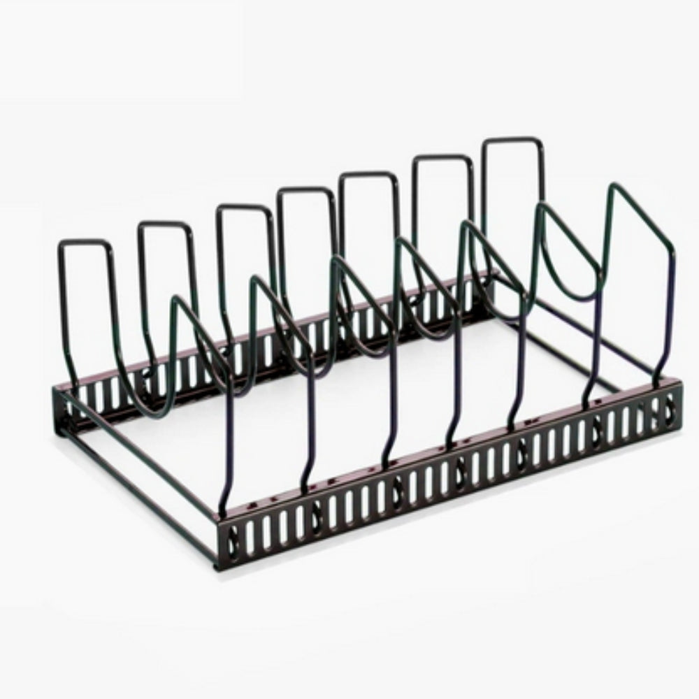 Iron Dish Pot Lid Storage Rack - Efficient Kitchen Organizer for Utensils 1