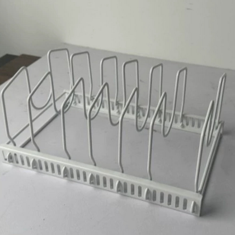 Iron Dish Pot Lid Storage Rack - Efficient Kitchen Organizer for Utensils 2