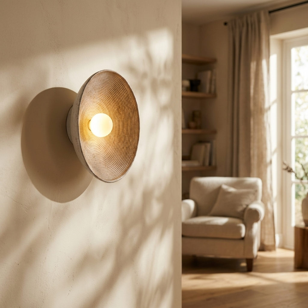 Japanese Bowl Wall Light - Soft Ambient Glow, Organic Design Sconce 4