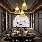 Japanese Style Bamboo Pendant Light – Modern Conical Kitchen Pendant Lighting for Living Room, Café, Adjustable Height 2