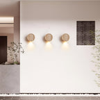 Japanese Wabi-Sabi Travertine Wall Sconce - Up/Down LED Wall Lighting for Bedroom and Hallway 2