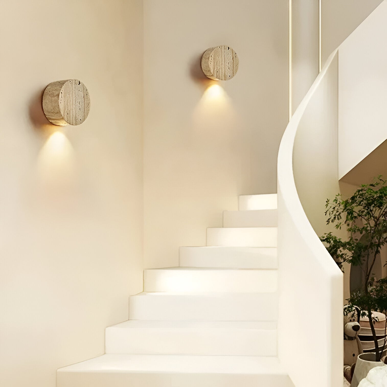Japanese Wabi-Sabi Travertine Wall Sconce - Up/Down LED Wall Lighting for Bedroom and Hallway 3