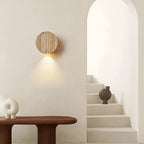 Japanese Wabi-Sabi Travertine Wall Sconce - Up/Down LED Wall Lighting for Bedroom and Hallway 6