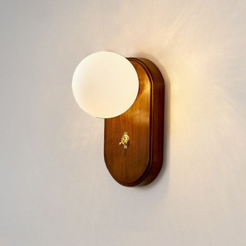 Japanese Wood Glass Wall Sconce - Elegant 1-Light Bedroom Wall Lamp 6