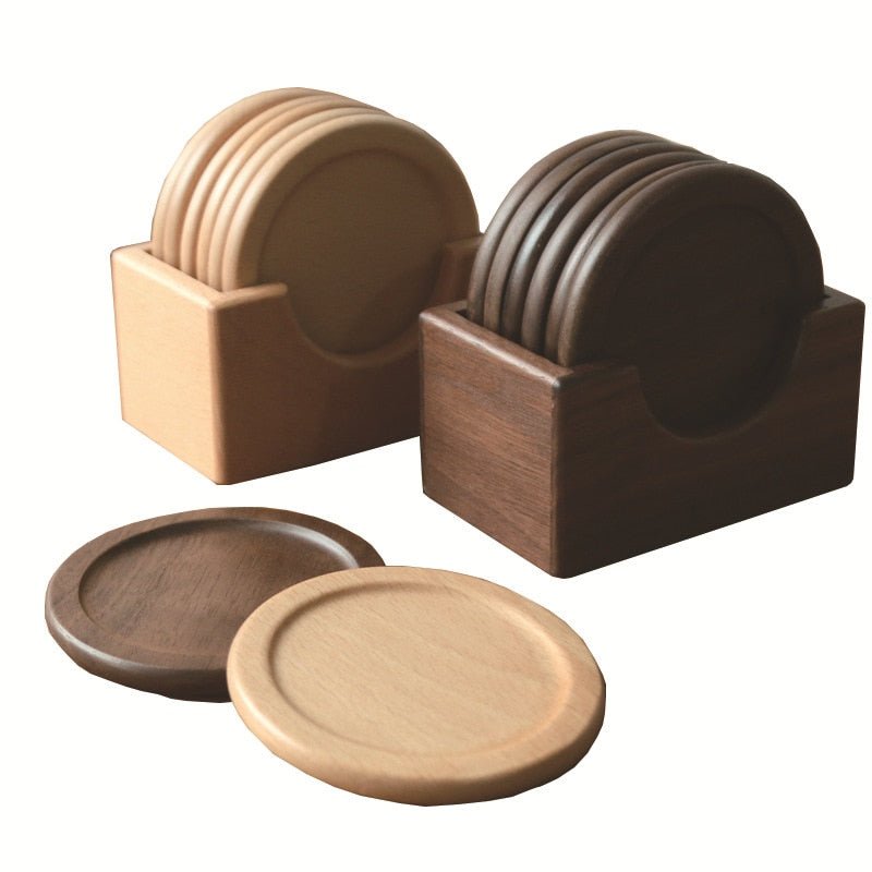Japanese Wooden Coaster Set - Elegant Black Coasters for Home Decor 3
