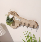 Key Holder Wall Mount Composite Wood 4 Hooks 2