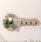 Key Holder Wall Mount Composite Wood 4 Hooks 3