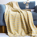 Knit Throw Blanket with Tassel Fringe – Lightweight Polyester Cotton Blanket with Geometric Pattern, 130×150 cm / 130×220 cm 11