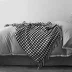 Knit Throw Blanket with Tassel Fringe – Lightweight Polyester Cotton Blanket with Geometric Pattern, 130×150 cm / 130×220 cm 6