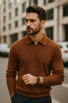 Kwartrits Trui Heren met Wafelstructuur – Ademend en Getailleerd voor Casual en Semi-Formele Looks 0