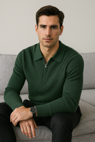 Kwartrits Trui Heren met Wafelstructuur – Ademend en Getailleerd voor Casual en Semi-Formele Looks 3