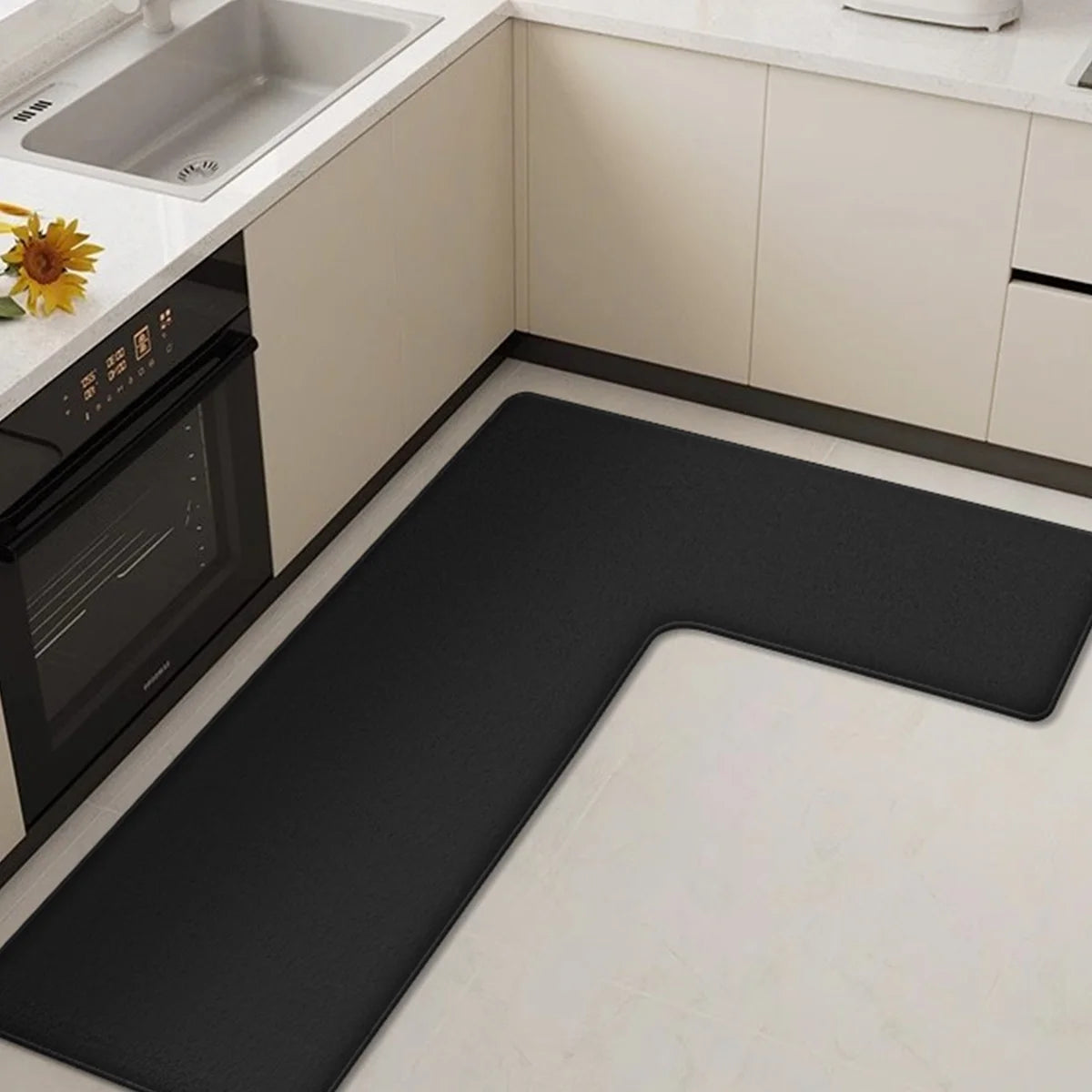 L-Shaped Anti-Fatigue Kitchen Mat with Non-Slip Backing – Soft Flannel, Washable and Highly Absorbent Kitchen Rug 6