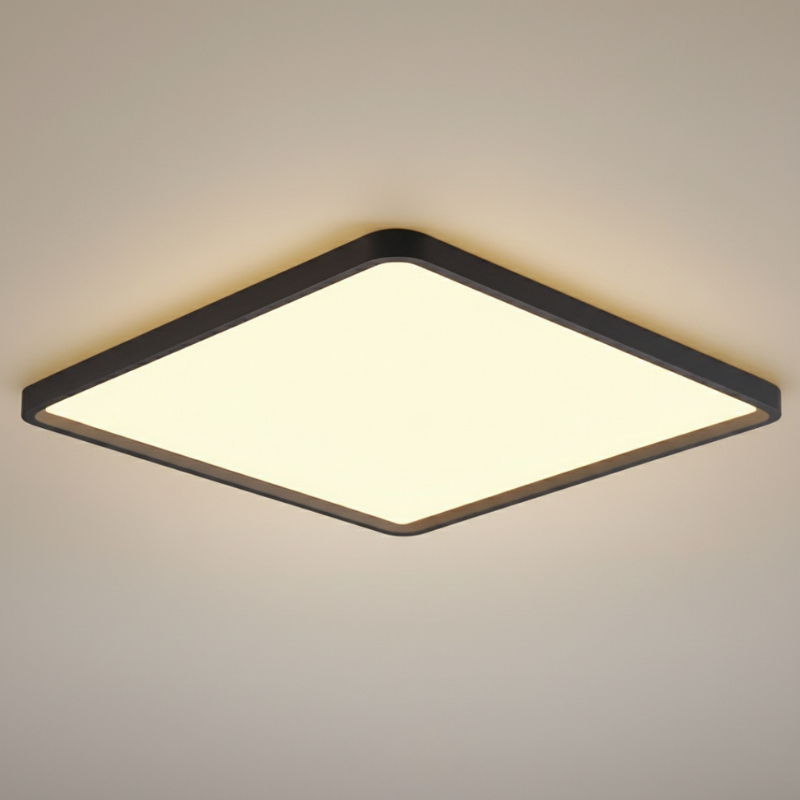 Square ceiling light fixture on a neutral background