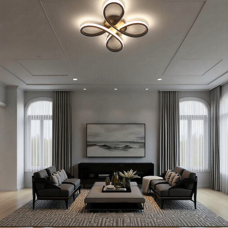 LED Ceiling Light Dimmable Iron Clover Design, Adjustable Dimming 1