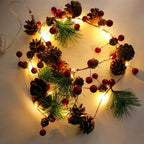 LED Christmas Bell & Pine Cone String Lights - Battery Operated Warm Glow 0