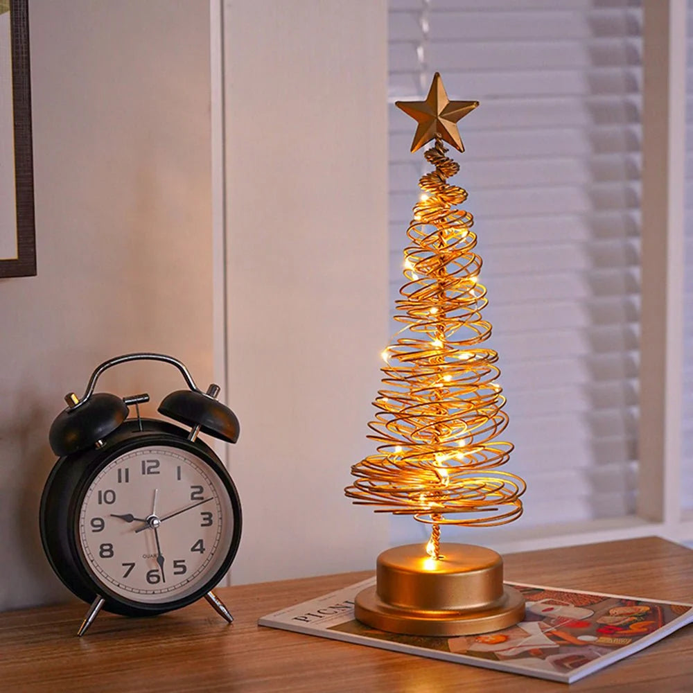 LED Christmas Tree 33cm Spiral Style Warm White Star Light 6