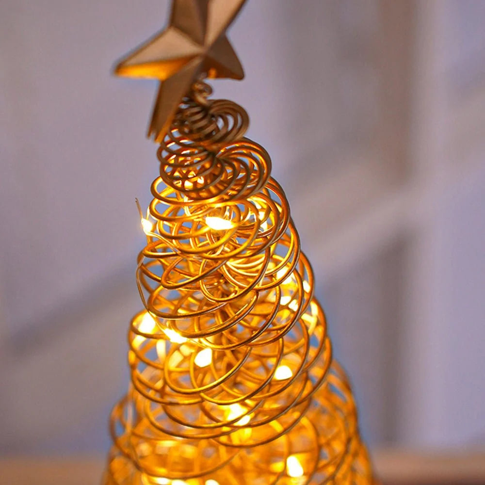 LED Christmas Tree 33cm Spiral Style Warm White Star Light 5