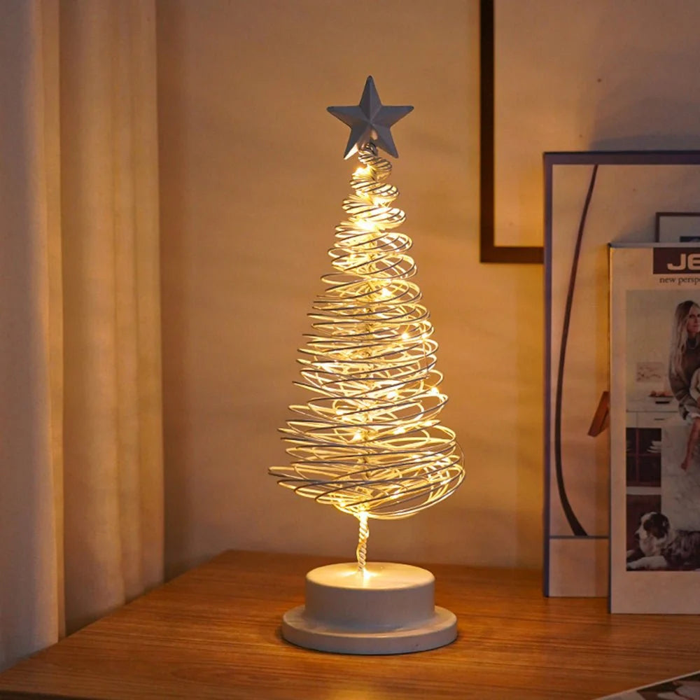 LED Christmas Tree 33cm Spiral Style Warm White Star Light 4