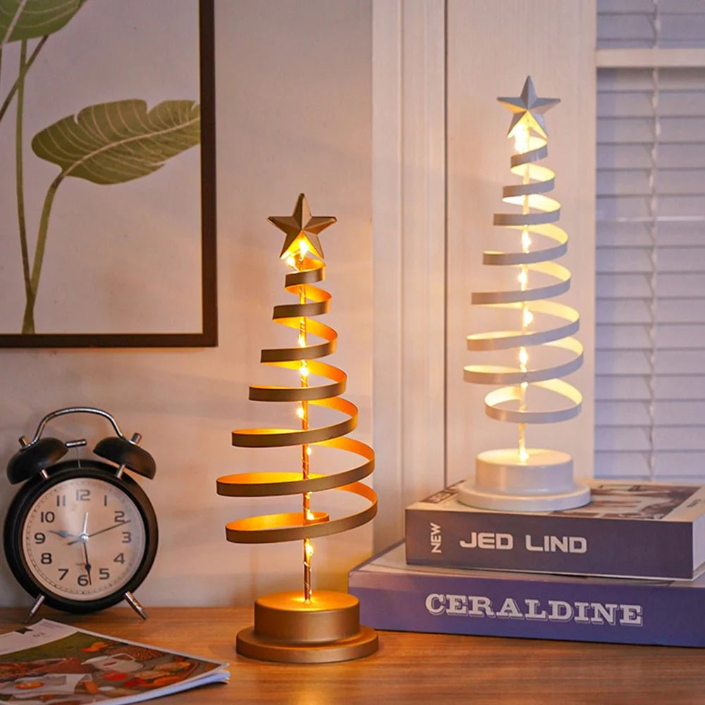 LED Christmas Tree 33cm Spiral Style Warm White Star Light 1