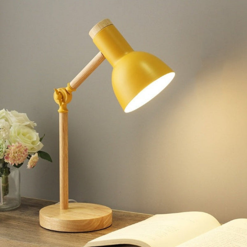 LED Desk Lamp - Scandinavian Wood Design with Adjustable Arm 0